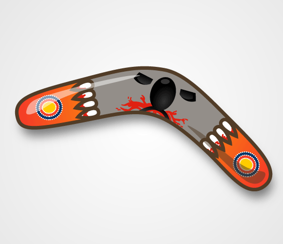 boomerang with cartoon koala on it